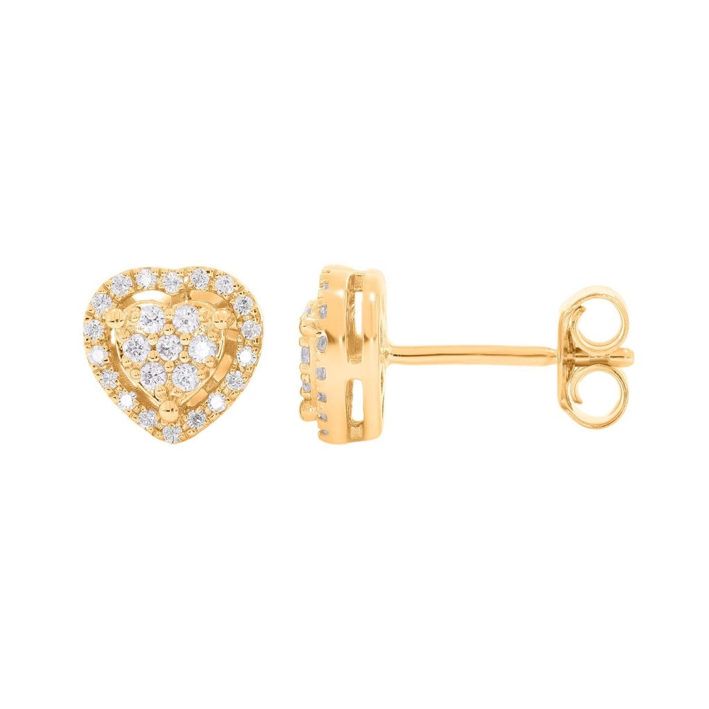  Round Diamond Heart Shape Stud Earrings