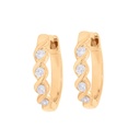 Round Diamond Cross Shape Huggie Hoop Earring