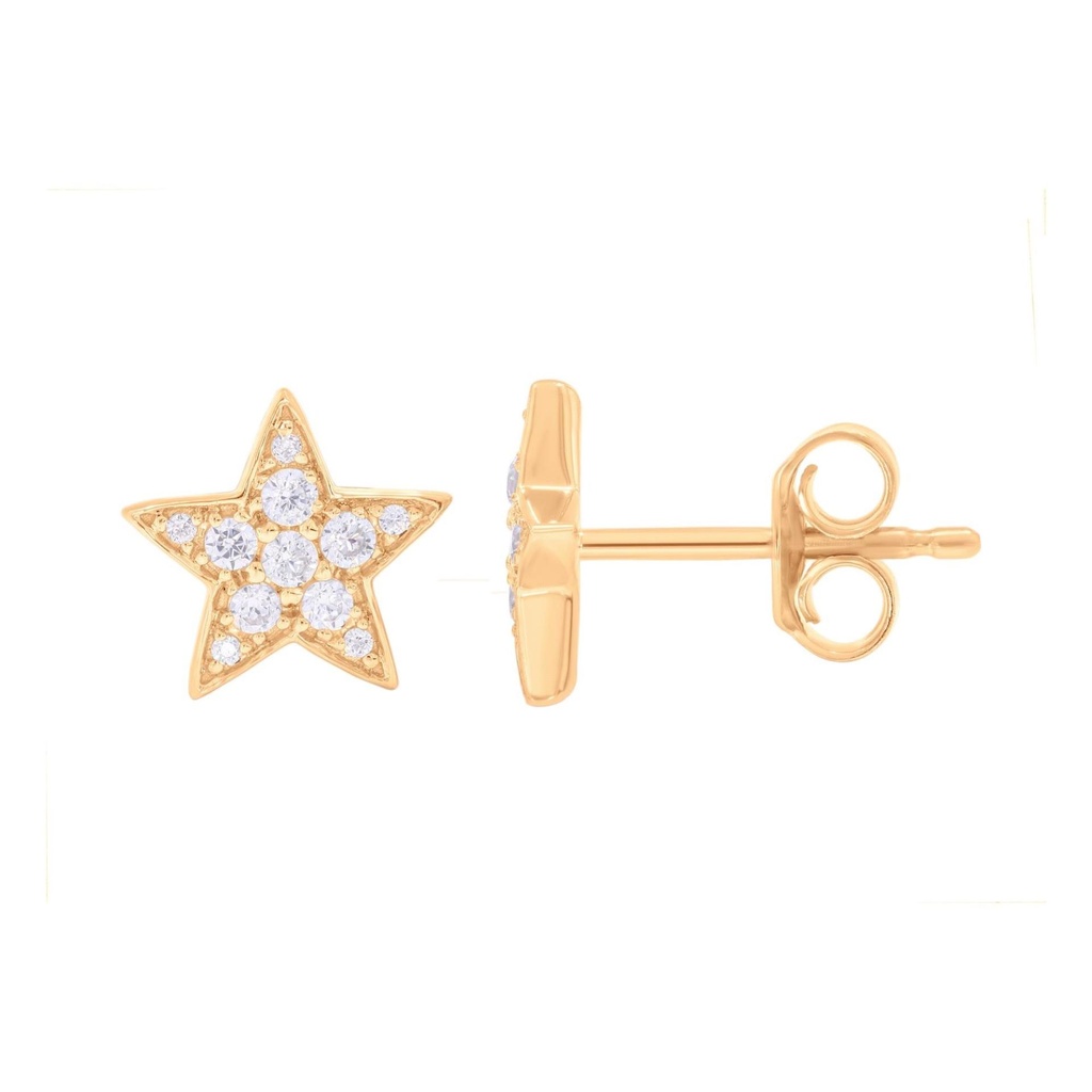  Round Diamond Star Shape Pushback Stud Earrings