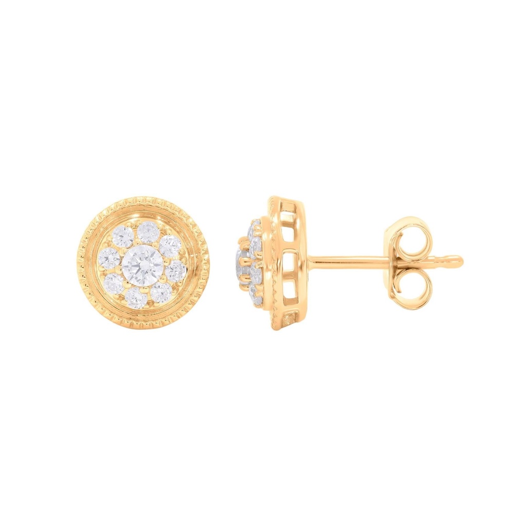  Round Diamond Double Halo Stud Earrings