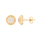  Round Diamond Double Halo Stud Earrings