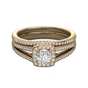 Round Diamond Band And Diamond Halo Engagement Ring 