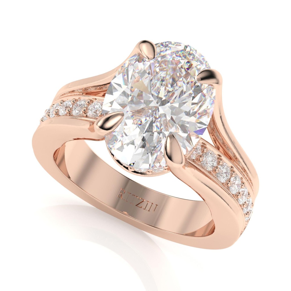  Oval Lab Grown Diamond Ring / Unique Oval Diamond Engagement Ring / Illusion ring / Floating Diamond Split Shank Proposal Ring