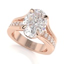  Oval Lab Grown Diamond Ring / Unique Oval Diamond Engagement Ring / Illusion ring / Floating Diamond Split Shank Proposal Ring
