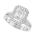  Engagement and Wedding Ring Set - Vintage Style Emerald Cut Lab Grown Diamond Engagement Ring with  14k White Gold