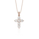 Dainty Round Lab Grown Diamond Cross Necklace Made In 14k Solid White Gold Chain, Anniversary Gift, Birthday Gift For Her