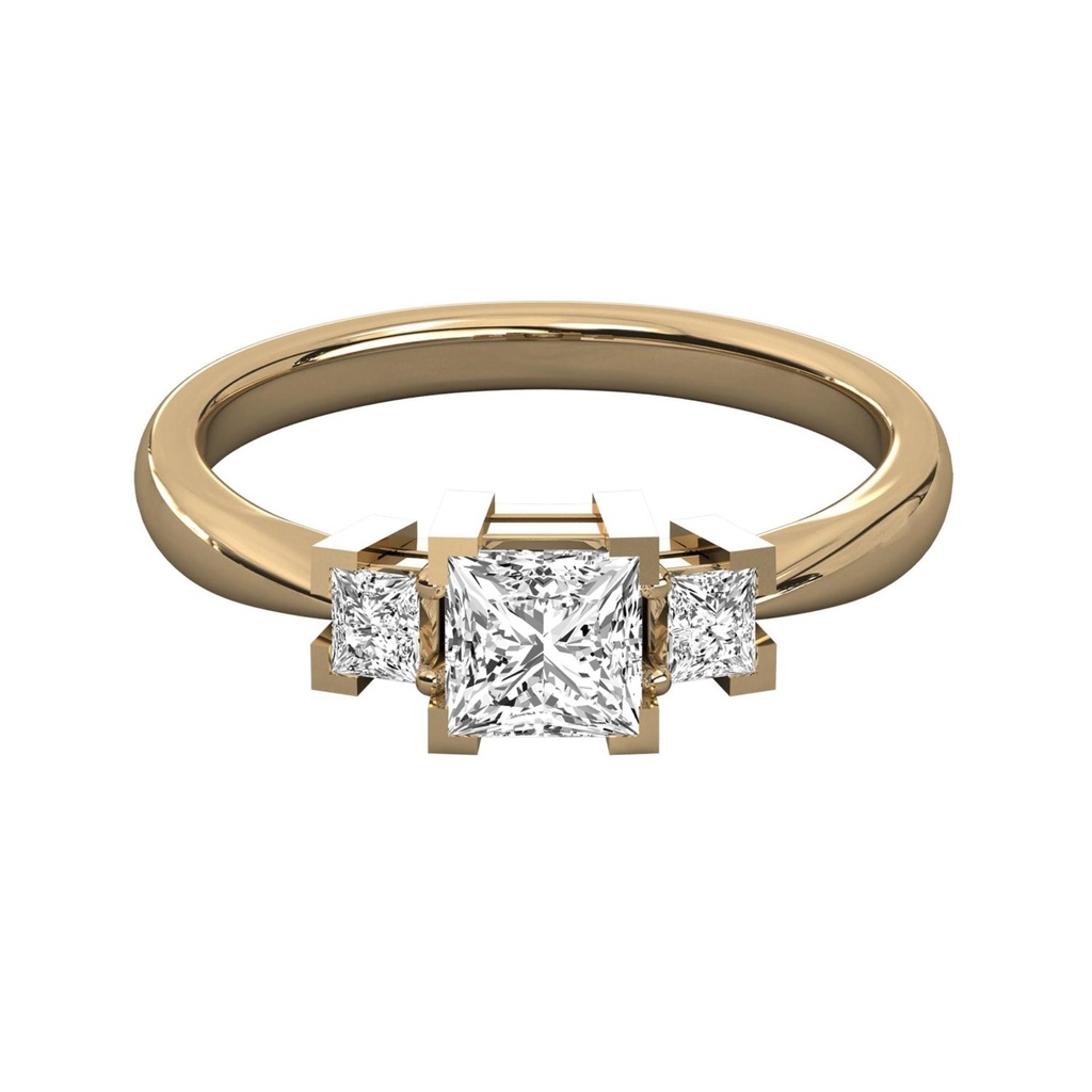  Princess Cut Diamond 3 Stone Wedding Band 