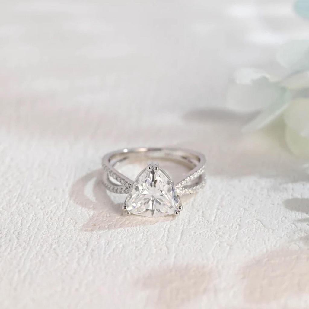 Trillion Cut Solitaire Engagement Ring For Women