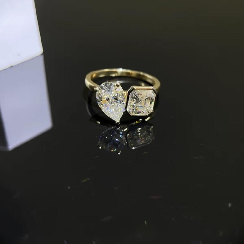 Pear & Asscher Cut Engagement Ring For Women