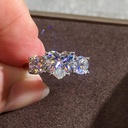 Heart Shape Engagement Ring, Three Stone Wedding Ring