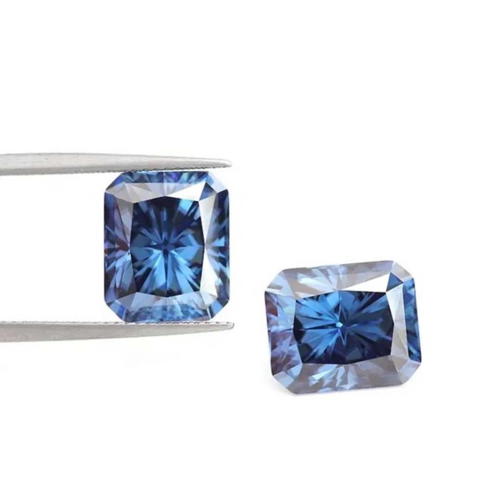 Loose Moissanite Royal Vivid Blue Clean Radiant Cut 12.00 x 10.00 MM