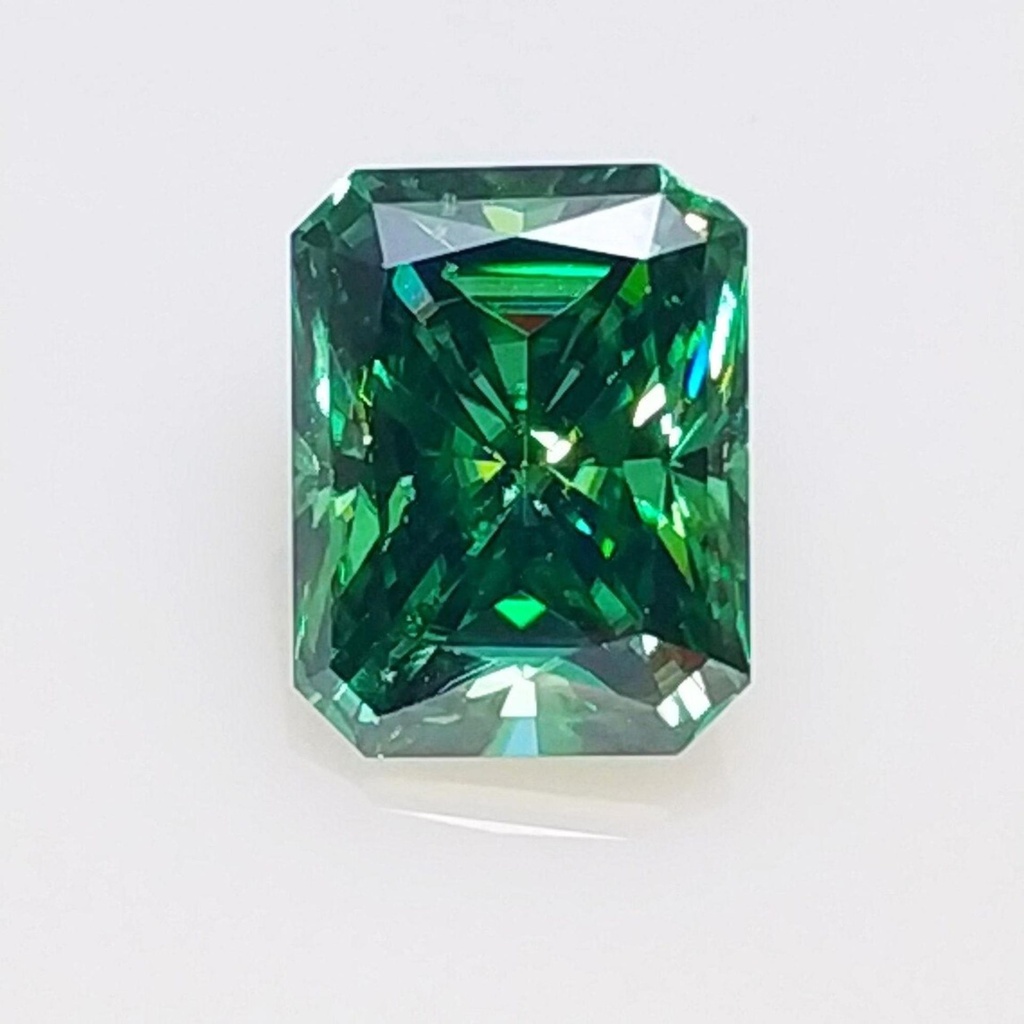 Loose Moissanite Emerald Vivid Green Clean Radiant Cut 13.00 x 11.00 MM