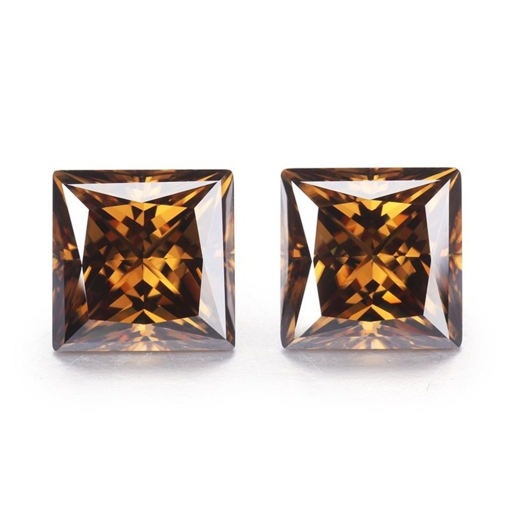 Loose Moissanite Champagne Vivid Brown Clean Princess Cut 5.00 MM