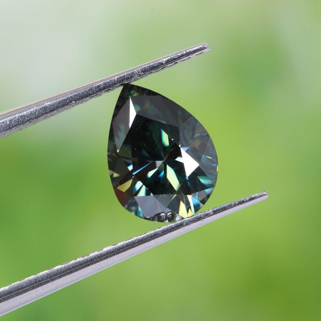 Loose Moissanite Peacock Blue Clean Pear Cut 12.00 x 9.00 MM