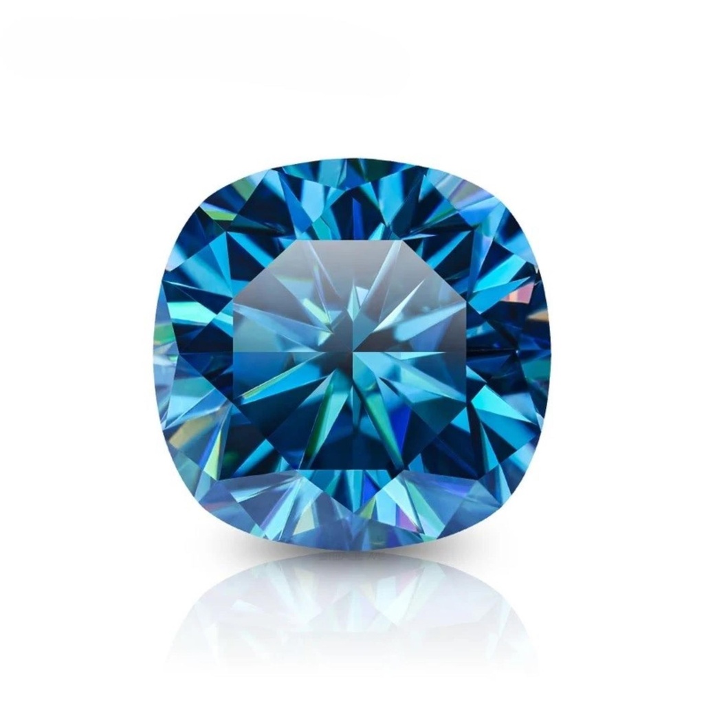 Loose Moissanite Blue Clean Cushion Cut 15.00 MM