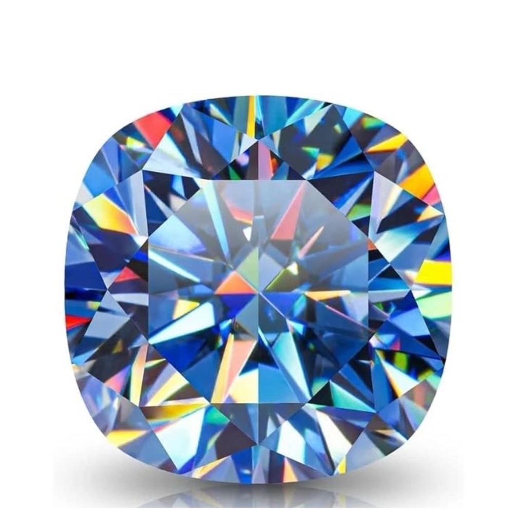 Loose Moissanite Royal Vivid Blue Clean Cushion Cut 15.00 MM