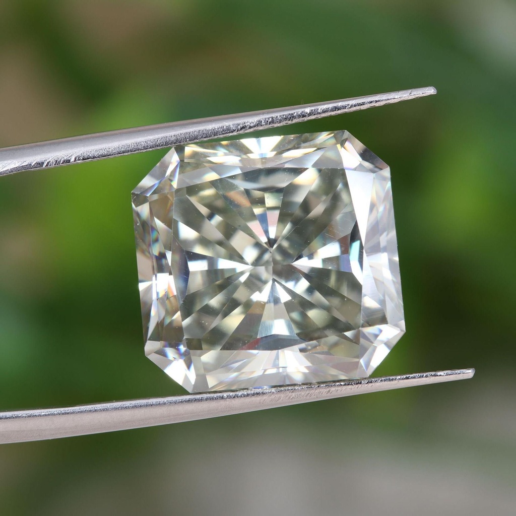 Loose Moissanite Off White Clean Square Radiant Cut 10.50 MM