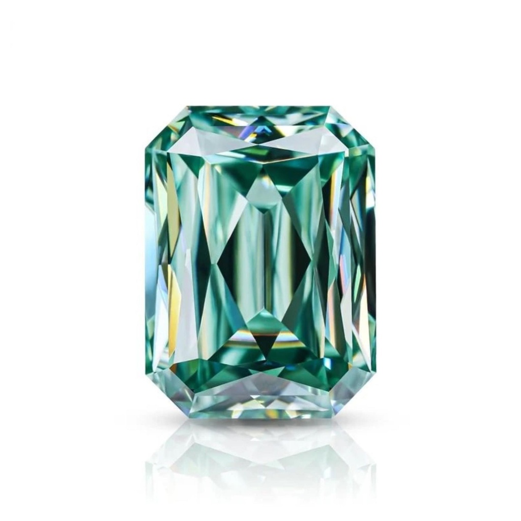 Loose Moissanite Green Clean Criss Cut Emerald 10.00 x 8.00 MM