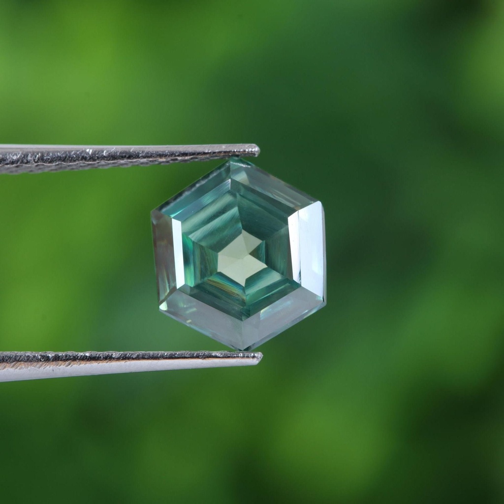 Loose Moissanite Green Clean Hexagon Cut 5.00 MM