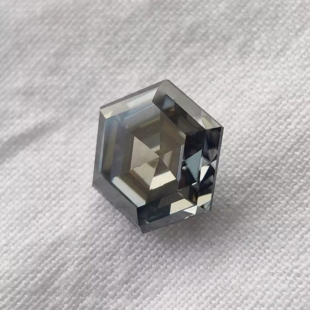 Loose Moissanite Grey Clean Hexagon Cut 10.00 MM