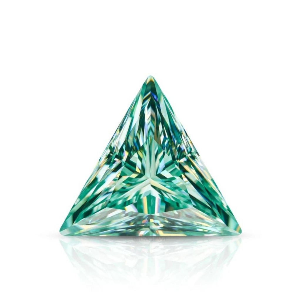 Loose Moissanite Green Clean Triangle Cut 10.00 MM