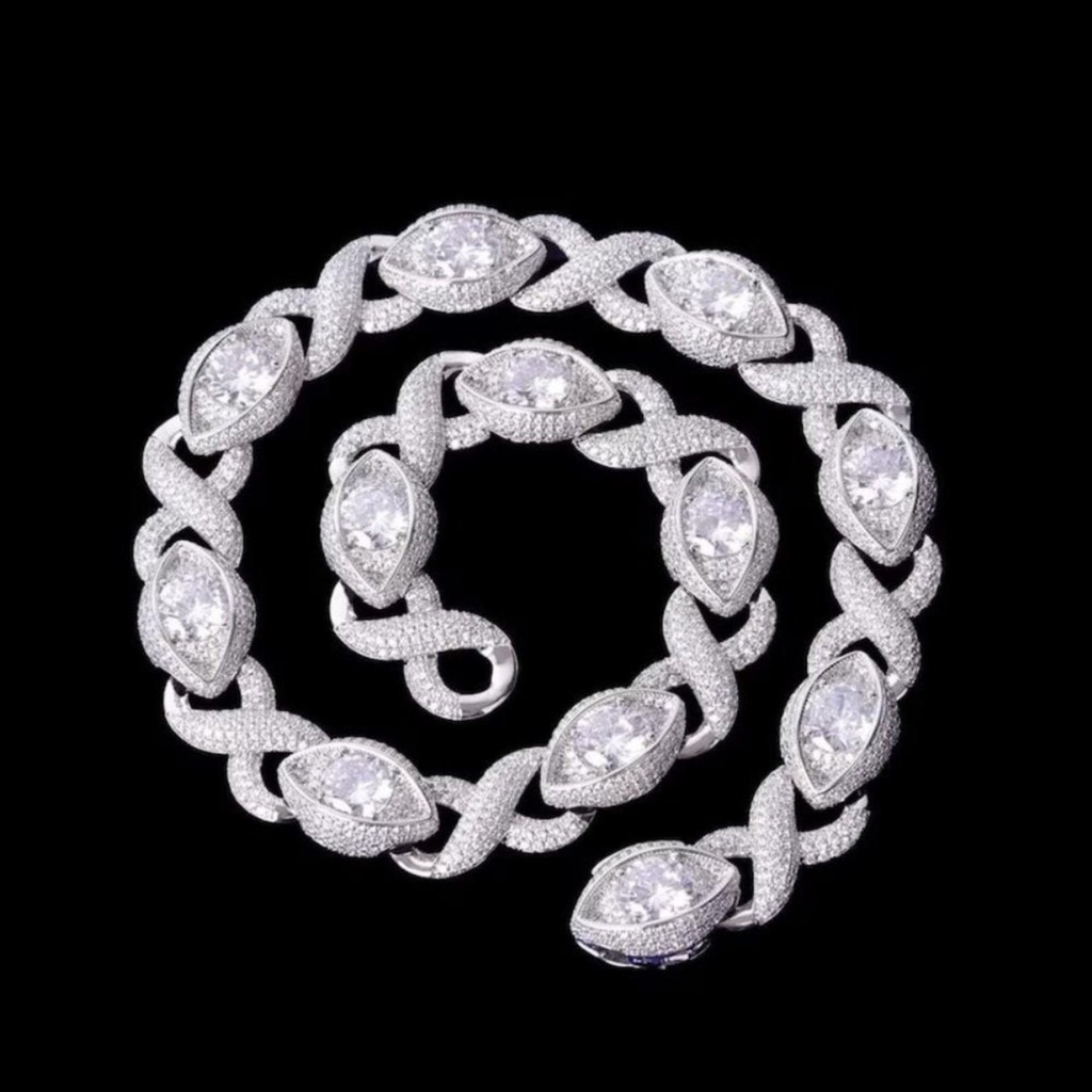  Iced Out Eyes Infinity Linked  Necklace Must Have  For Men