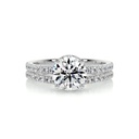 Round Diamond Shape Hidden Halo Bridal Set For Women