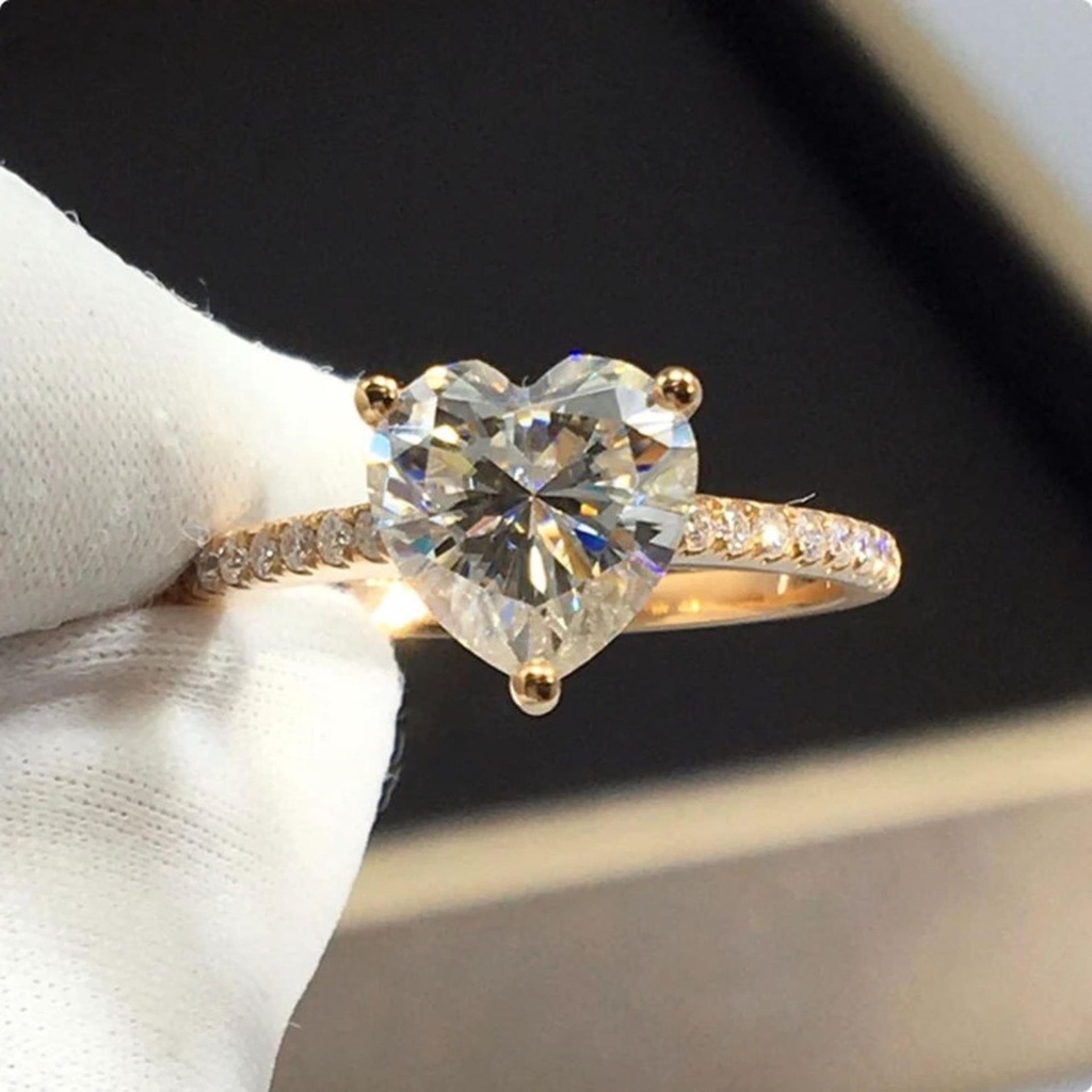 Heart Diamond Solitaire With Accents Engagement Ring for Women