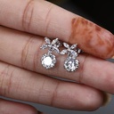 Round Cut Stone Drop Dangle Earrings For Women 