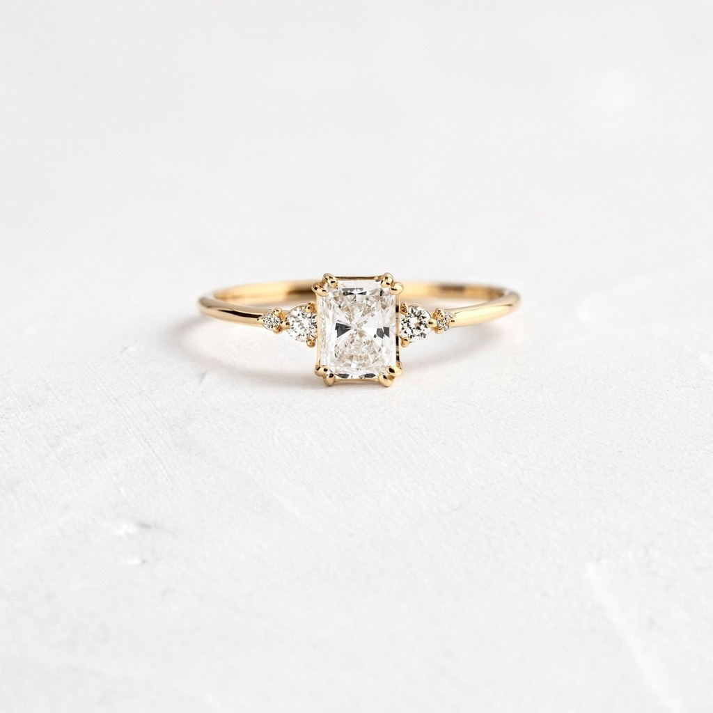 Radiant Diamond 5 Stone Engagement Ring for Women