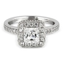 Princess Cut Diamond Hidden Halo Engagement Ring For Women