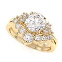 Dainty  Engagement Ring Set, Curved Diamond Wedding Band Cluster  Wedding Rings Set For Women