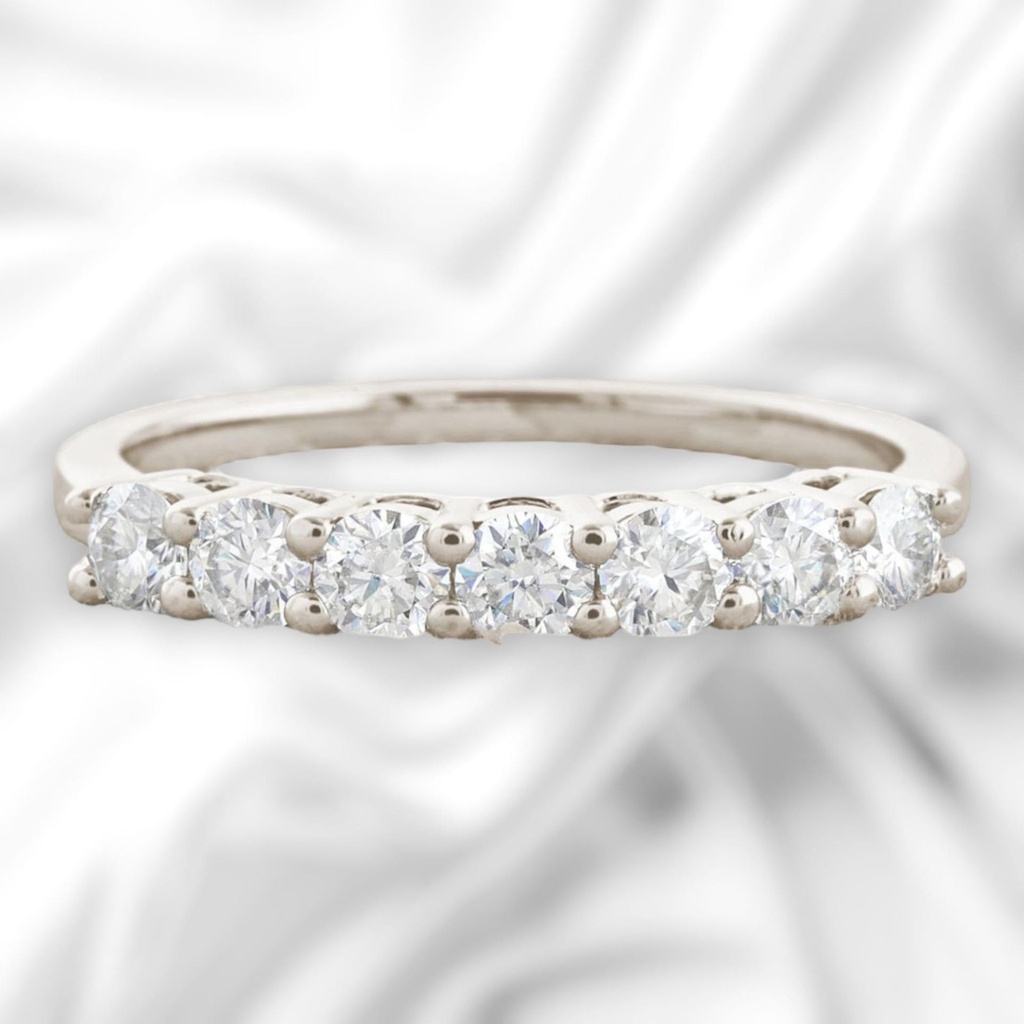Round Diamond Half Eternity Wedding Band For Women