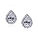  Pear Cut Diamond Halo Stud Earring For Women