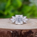 Emerald Diamond 7 Stone Engagement Ring For Women