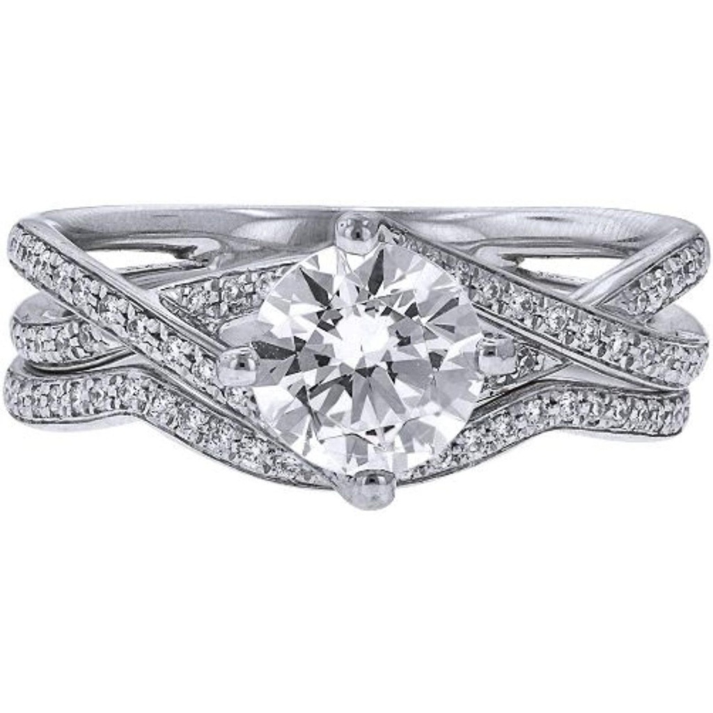 Round Diamond Twisted Bridal Ring for Women