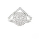 Pave Diamond Engagement Ring Set/Coin Shape Art Deco Bridal Set/Curved Stacking Set/Nesting V Shaped Ring/Wedding Ring Set/2 Pcs Ring Woman