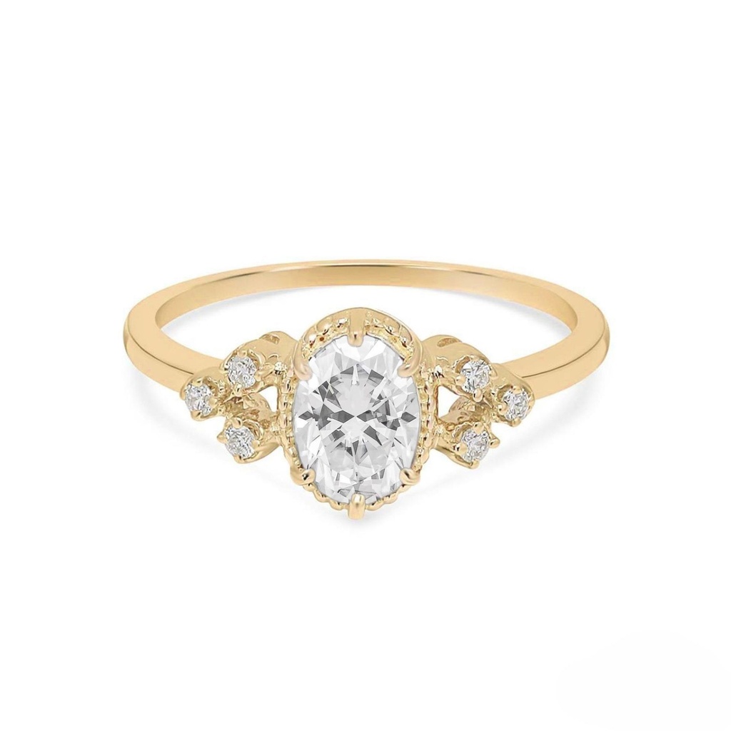 Oval Wedding Ring, Diamond Engagement Ring ,Antique Art Deco Ring, Diamond ,Unique Gift