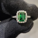 Emerald Diamond Hidden Halo Engagement Ring for Women