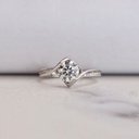 Round Cut Lab Diamond Twisted Band Half Bezel Gold Engagement Ring, Round Diamond Twisted Band Anniversary Ring