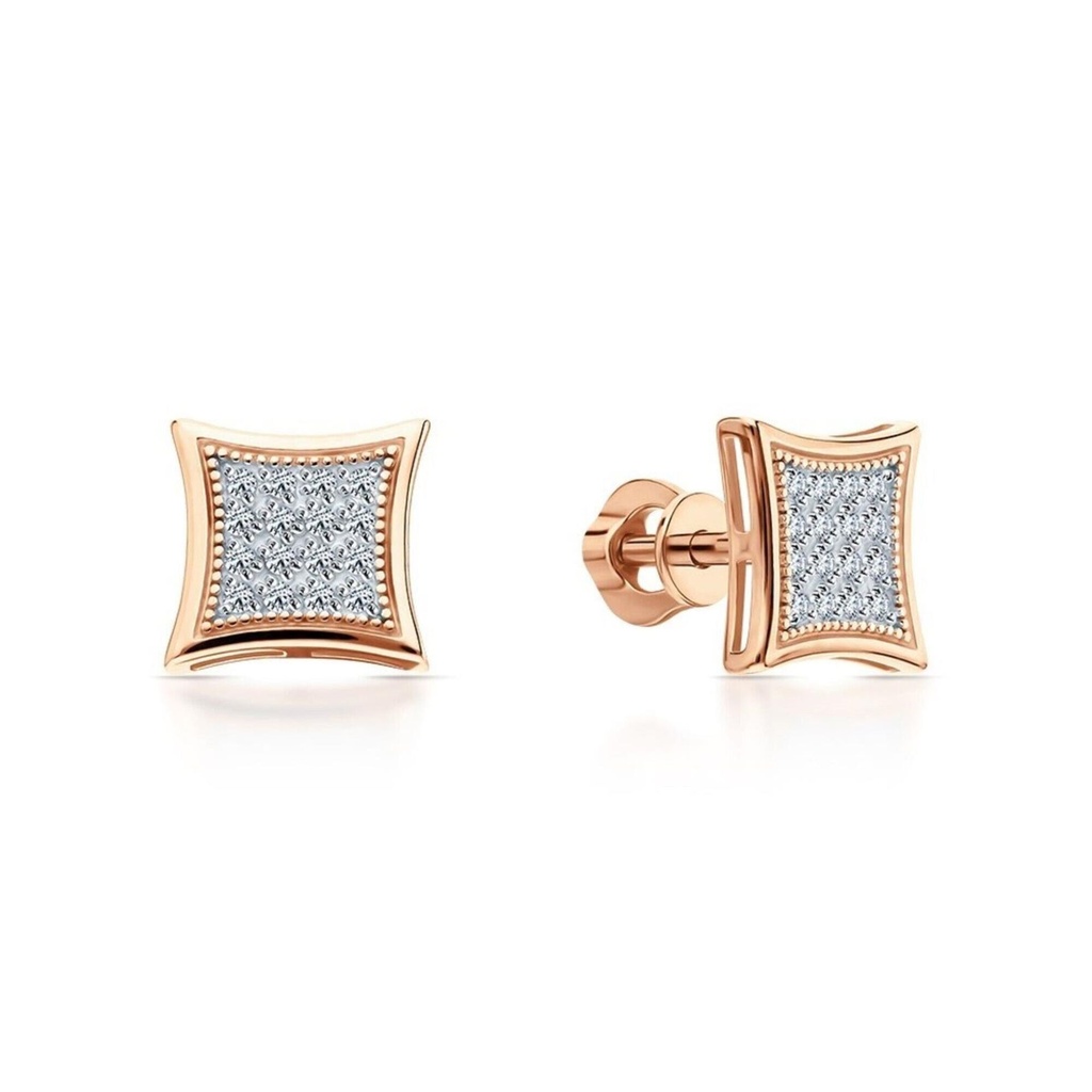  Square Diamond Earring, Square Shape Stud Earring,  Push Back Stud Earring, Everyday Jewelry Gifts