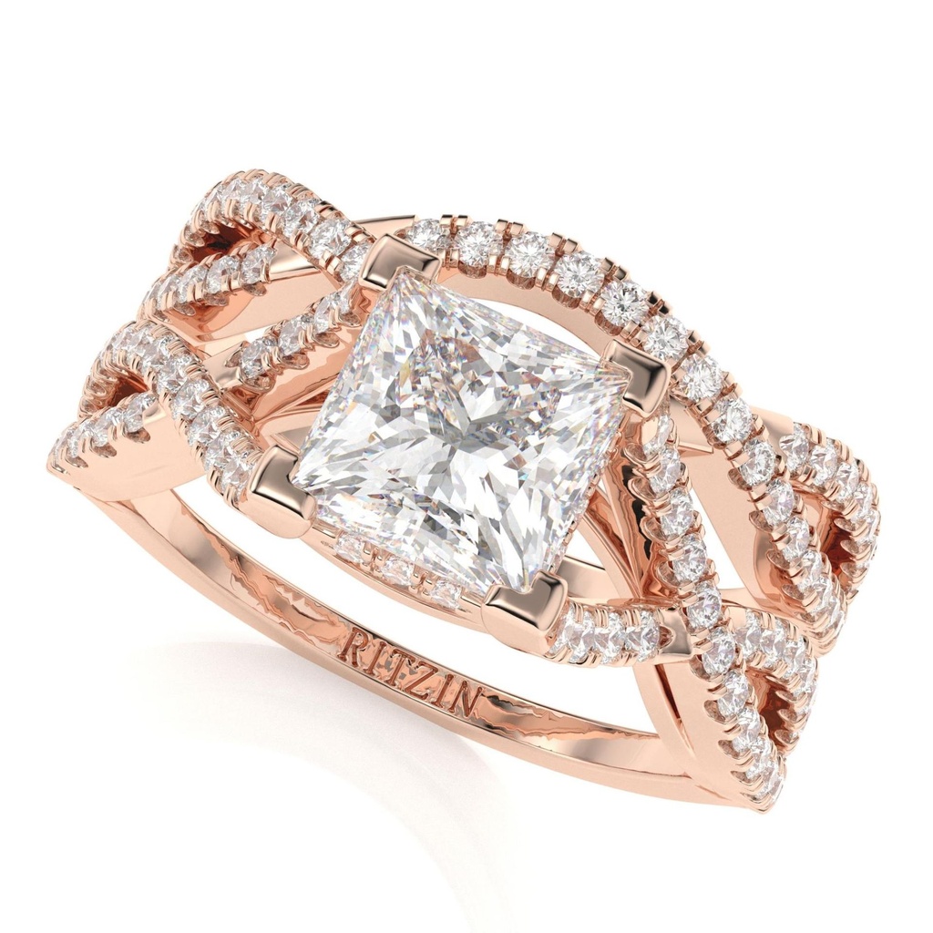 Princess Diamond Twisted Bridal Ring for Women