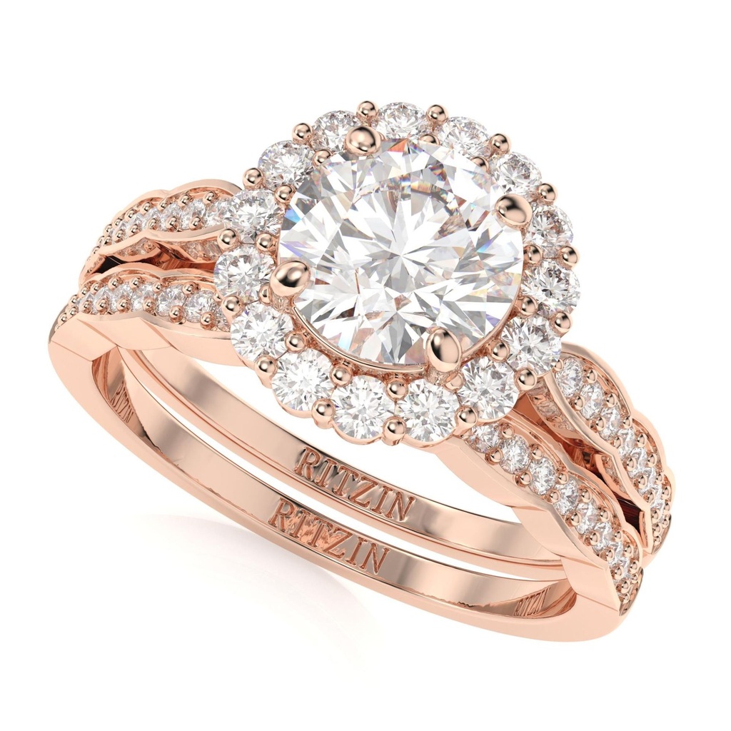Round Diamond Halo Bridal Set Ring for Women