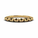  Round Cut Prong Setting Black Diamond Vintage Leaf Band