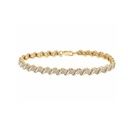 Round  Diamond Tennis Hip Hop Bracelet, Sterling Silver  Plated Gold Diamond Bracelet For Birthday Gift