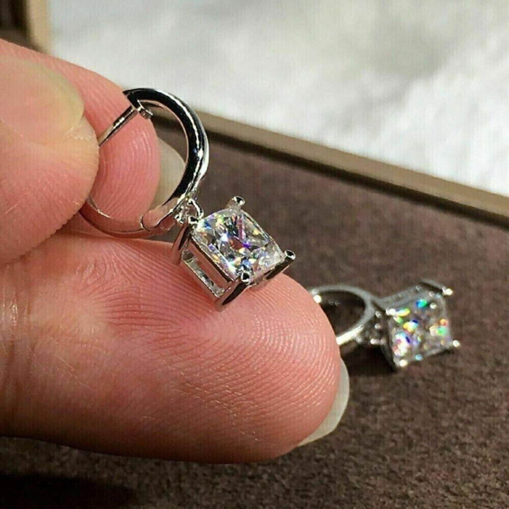 Princess Diamond Drop Dangle Earrings For Women