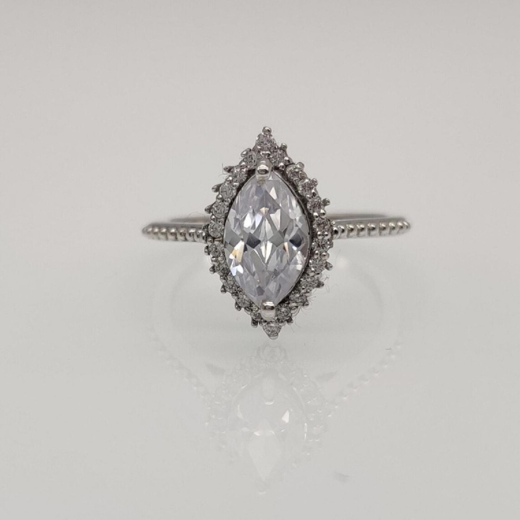  Marquise Cut Diamond Halo Engagement Ring For Women