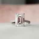 Emerald Cut Diamond Hidden Halo Engagement Ring for Women