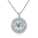  Round Diamond Double Halo Necklace For Women