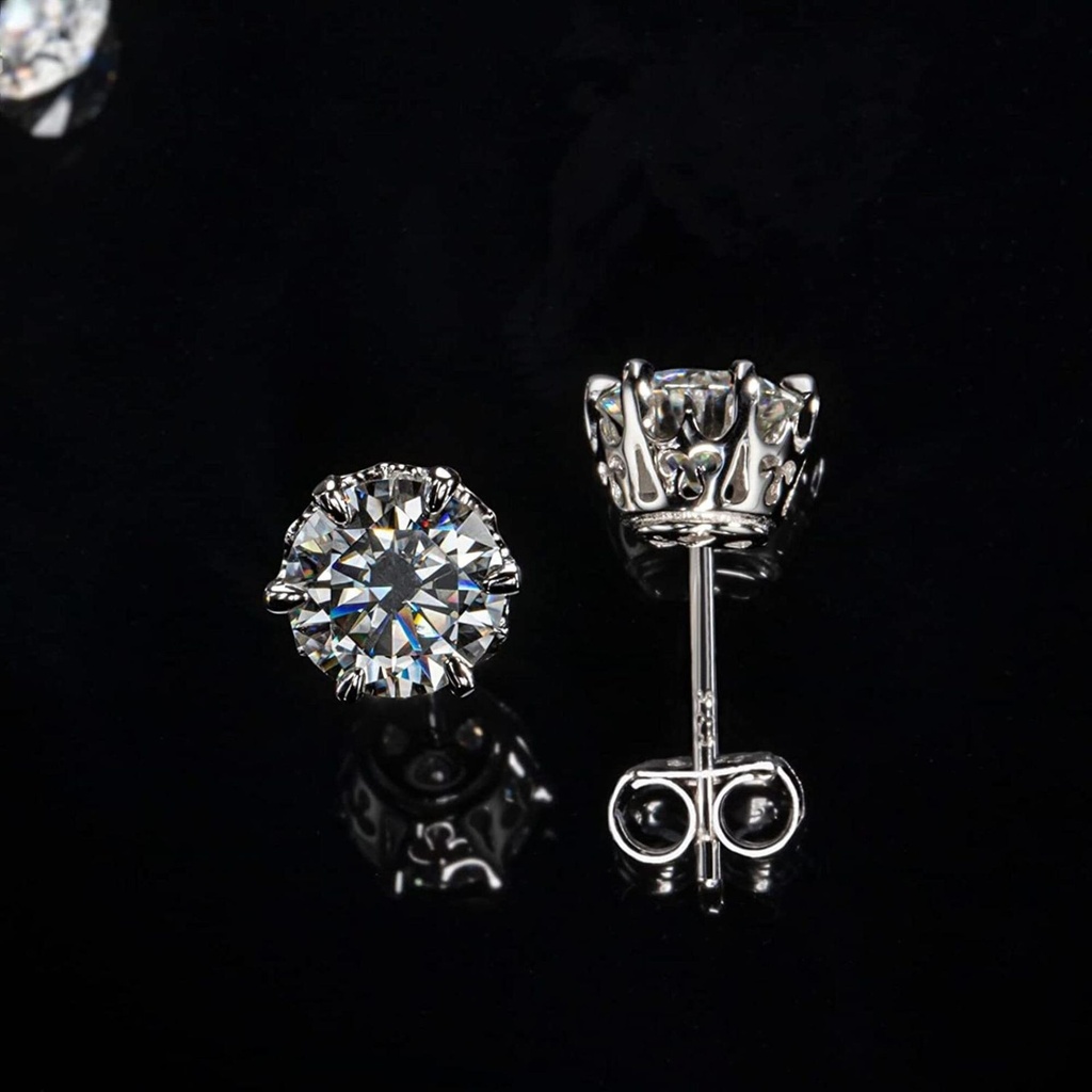 Round Diamond Solitaire Unique Stud Earrings For Women